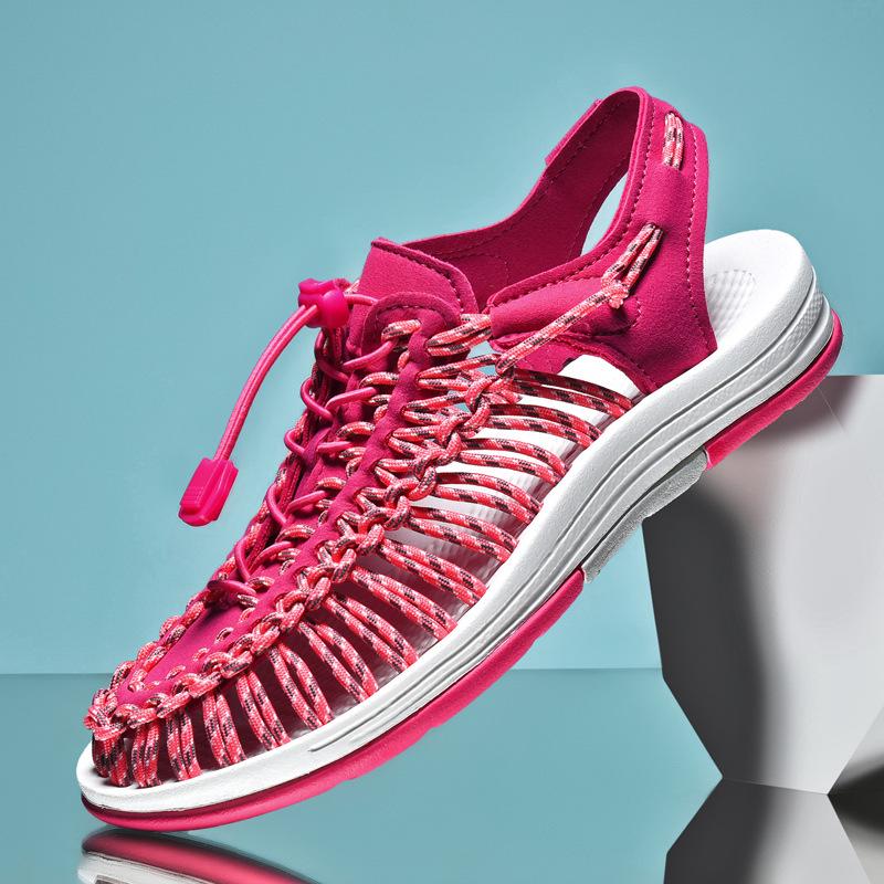 Unisex Korean-Style Breathable Woven Sandals for Plus Sizes - Casual and Beachwear