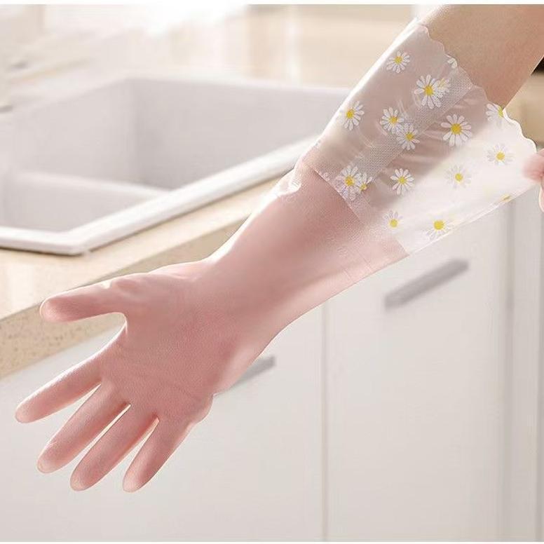 Extra Long Waterproof Dishwashing Gloves for Kitchen and Laundry, Jelly Color PVC