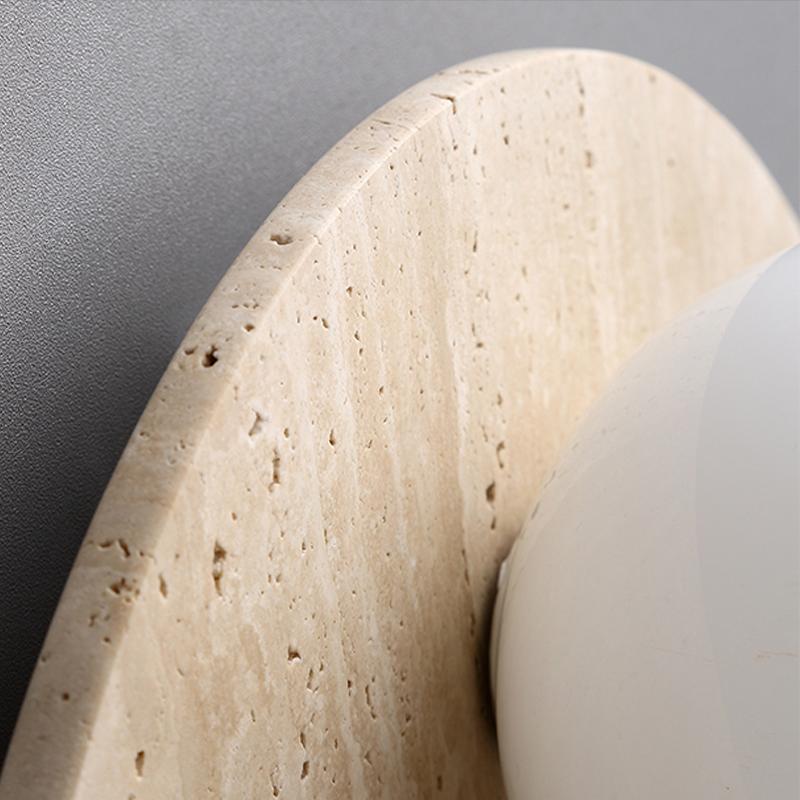 Bedside Balcony Corridor Yellow Cave Stone Decorative Wall Lamp Japanese wabi-Sabi Wind Round Wall Lamp Bedroom Living Room Porc