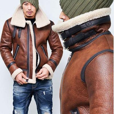 Veste en cuir à col en fourrure pour homme, ample, confortable, chaude, mode, épaisse, col montant, fourrure intégrée, veste en cuir polyvalente