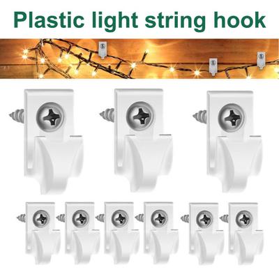 Plastic String Light Hook Easy Install Christmas Lights Hanger Hooks Weatherproof Rust-Proof Wall Mount Hook for Outdoor Indoor Use