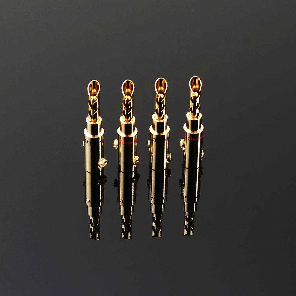 24K Gold Speaker High Connection Stable Speaker Audio KawakiBanana Plugs, 8-Pack, Plated, Plugs, Screw-Type, Strength, Transmission, Wiring, DIY,