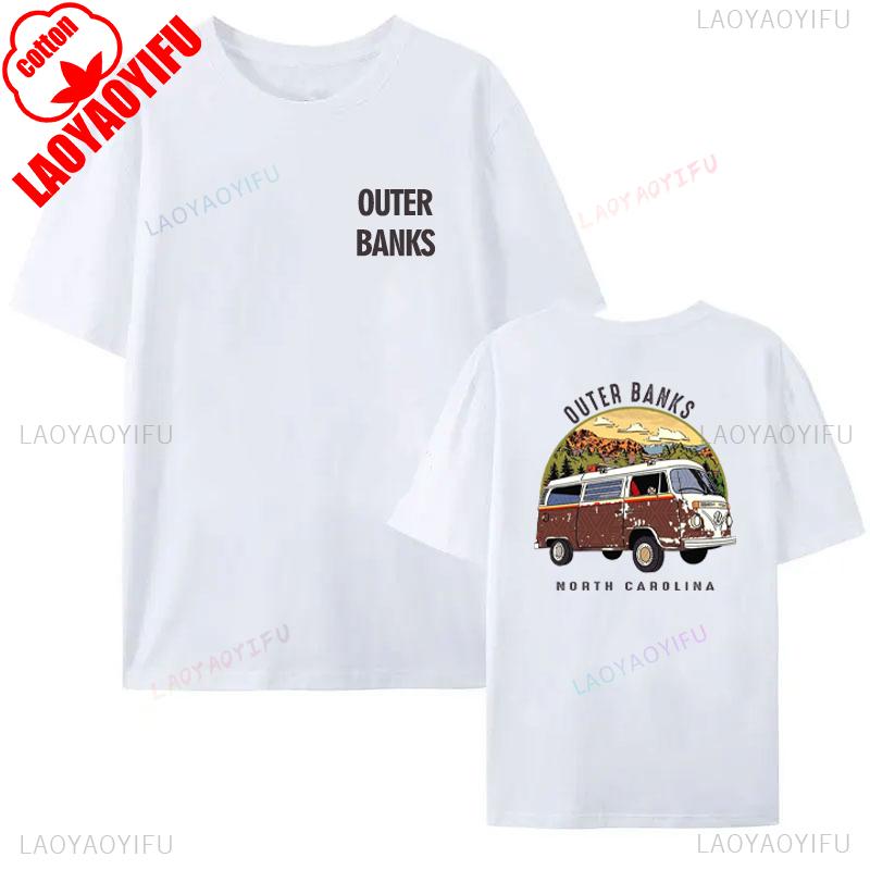 Fashion Surfing Outer Banks Printed T-shirt Women Man Retro Style T-Shirt Vacation Beach Shirt High Quality Cotton Short Sleeve