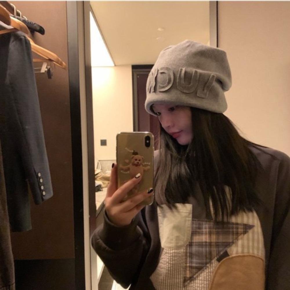 Soft and Skin Friendly Plus Velvet Baotou Pile Hat Warm Knitted Hat
