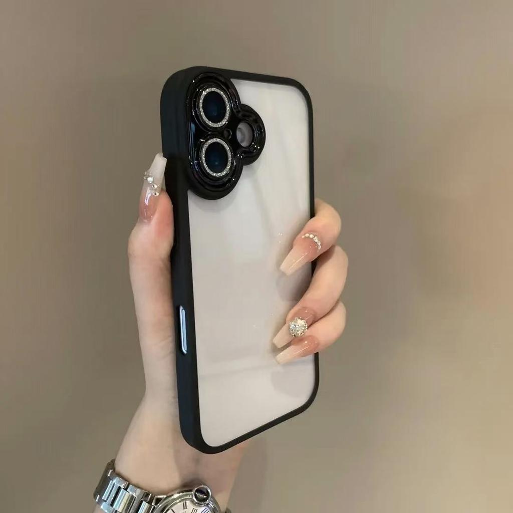 Luxury Acrylic Clear Case For iPhone 16 Pro Max Flash Diamond Lens Soft Silicone Cover For iPhone 15 14 13 12 11 Pro Max Plus