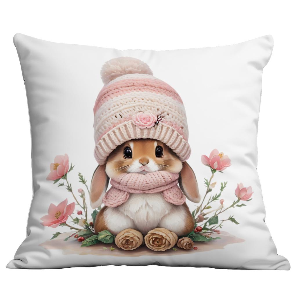 New Easter Pink Cute Rabbit Printed Pillow Cover Sofa Home Ornament Pillow Cover Premium Durable Quality Useful