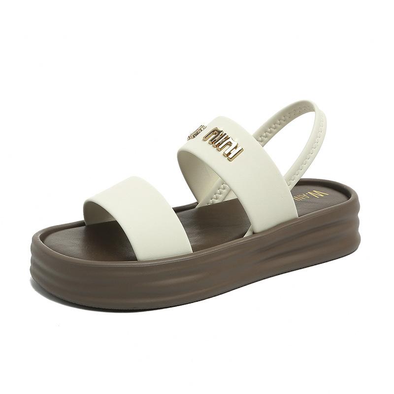 Summer New Niche with Casual Platform Sandals Women's One-word Open-toed Beach Sandals Women