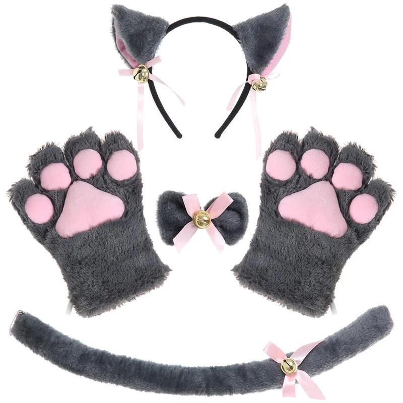 

Spot supply cute cat cosplay props cat ears headband cat paw gloves cat tail accessories set