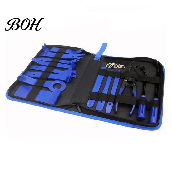 Vehicle Buckle Removal Kit 19Pcs Trim Tool Set with Pick & Clip Tool, Sticker Scraper, Automotive Plastic Car Audio Installation Tools Pry for