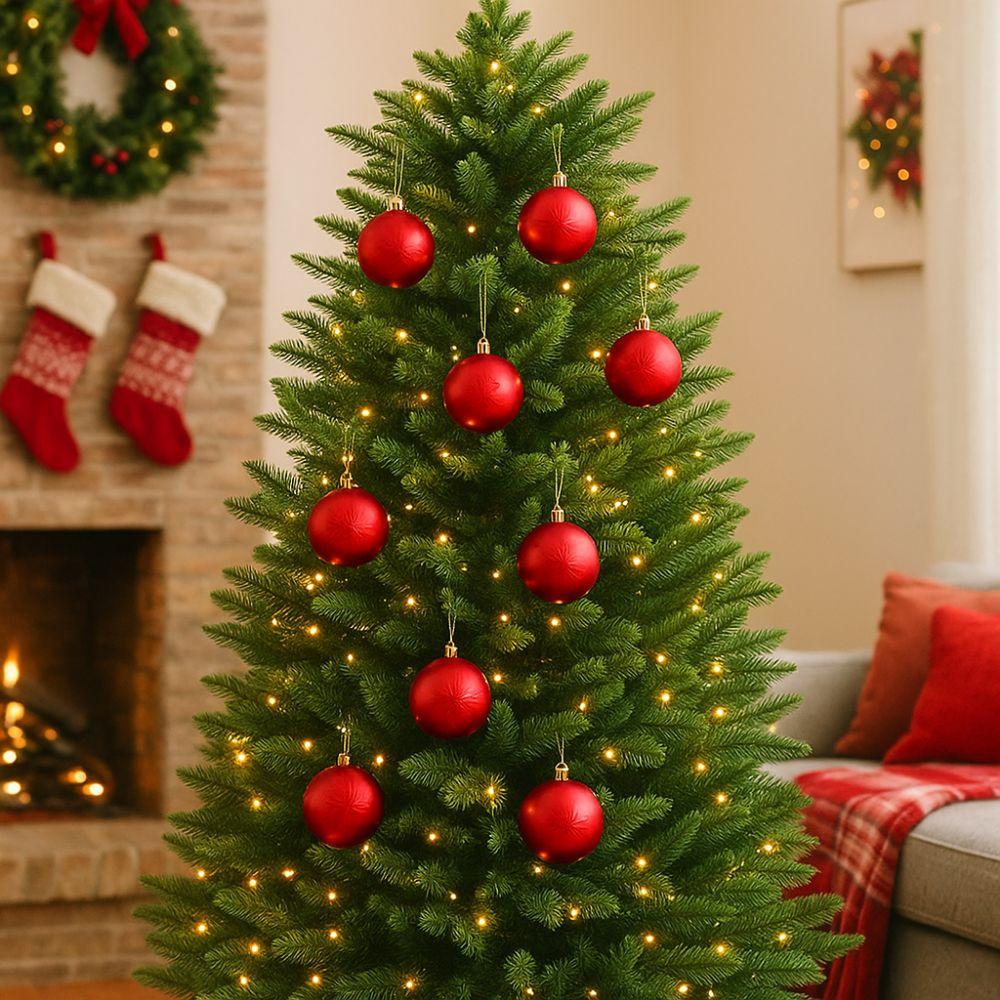 6Pcs 6cm Mirrored Christmas Balls Red/Blue Christmas Tree Pendants Christmas Hanging Balls  Gift