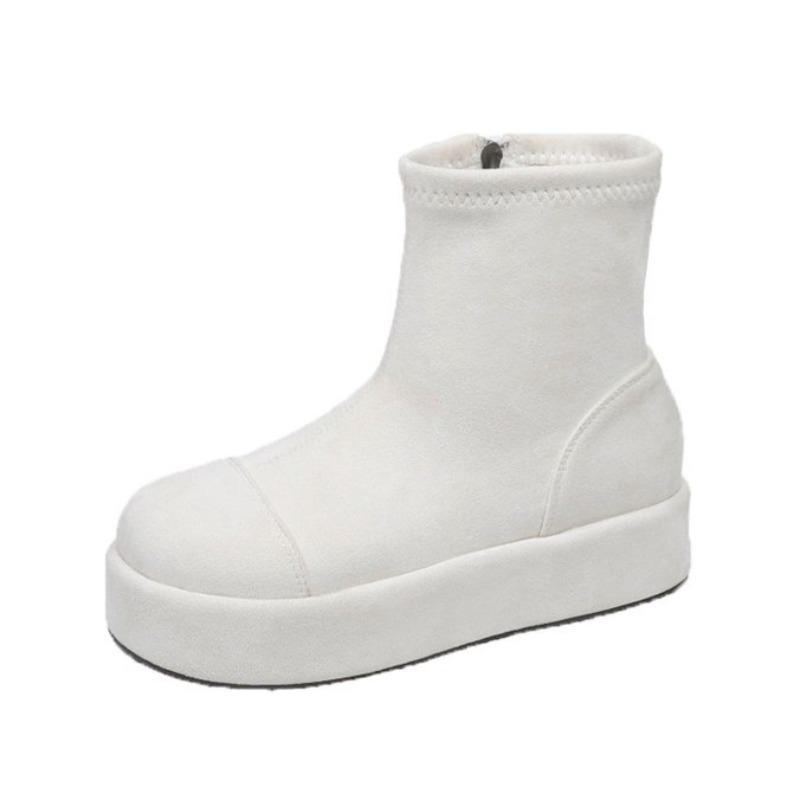 Flache Plateau Damen Stiefeletten Wildleder Mode Goth Laufschuhe Winter Neuer Trend Lässig Frau Chelsea Kurzstiefel Damen