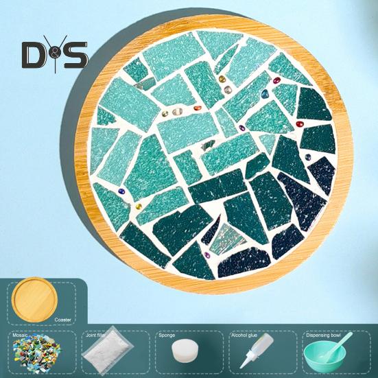 Mosaic Craft Coaster Making Kit for Adults DIY Glass Mosaic Tiles Kits Ceramic Art Bulk Materials Package for Women Kid Seniors Handmade Gifts