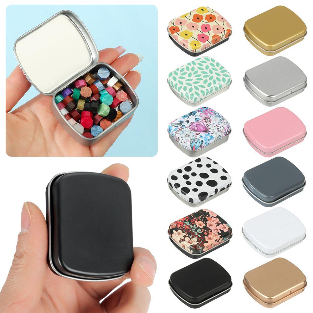 Rectangular Flip Iron Box Mini Tin Box Metal Hinged Empty Tins With Lid Small Storage Container Candy Pill Cases Home Organizer