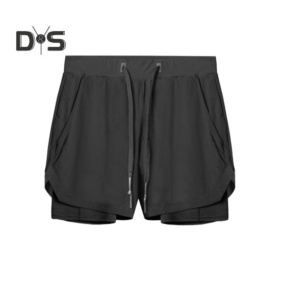 Herren-Shorts, einfarbiges Design, elastischer Bund, Kordelzug, lässige Shorts, doppellagig, schnelltrocknend, atmungsaktiv