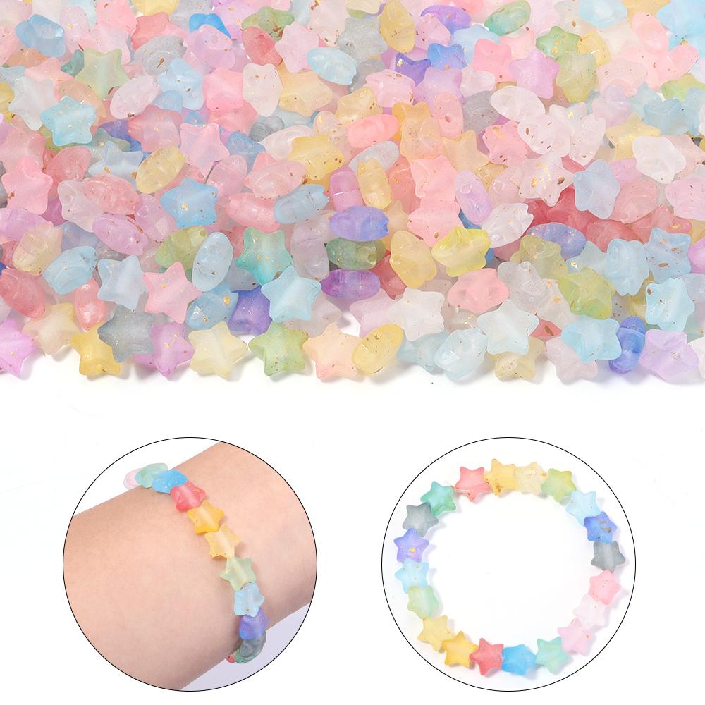 200 Stück 9x10mm Stern Acrylperlen Bunt Transparent Lose Abstandshalterperlen Für Schmuckherstellung DIY Armbänder Halsketten Zubehör