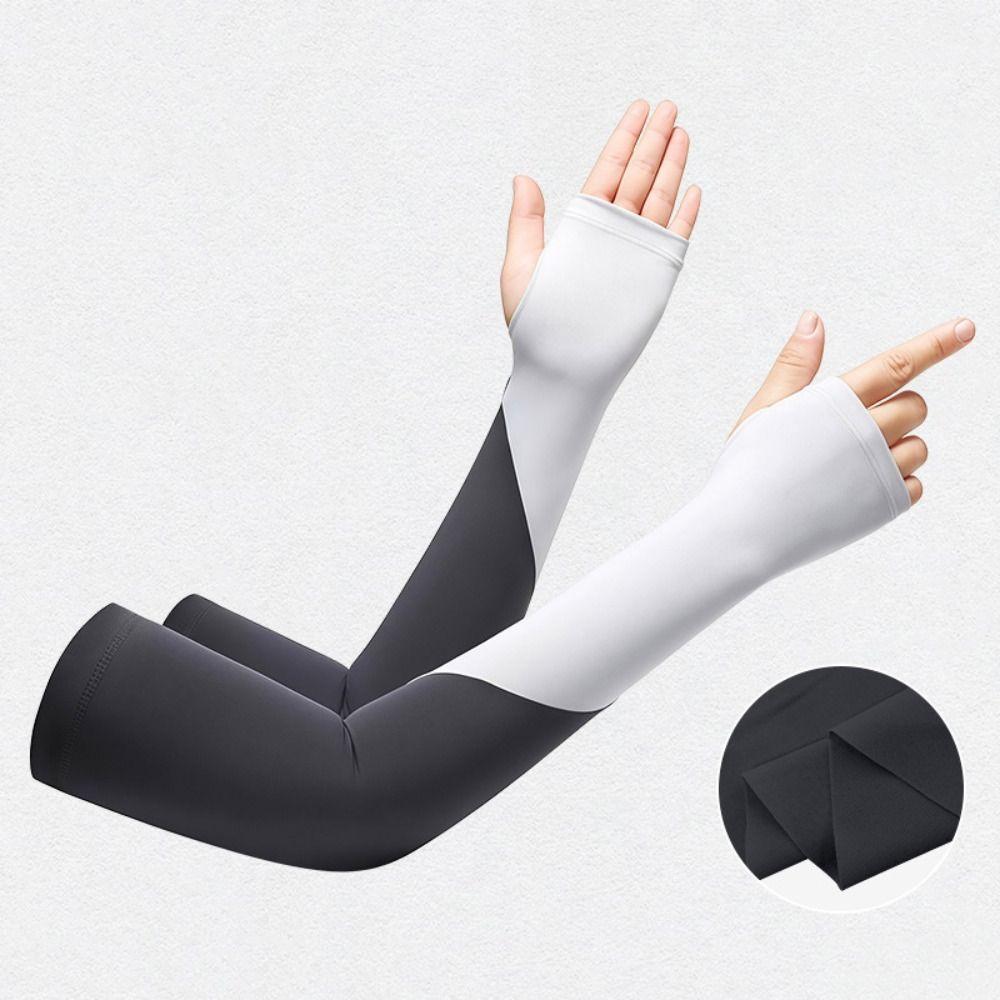Two Fingers with Exposed Half Finger Ice Sleeves Thin Anti-UV Arm Sleeves  Cycling