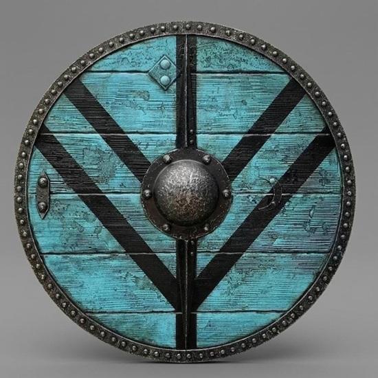 Blue Viking Shield Norse Wooden Round Shield Medieval LARP Cosplay Wall Decor