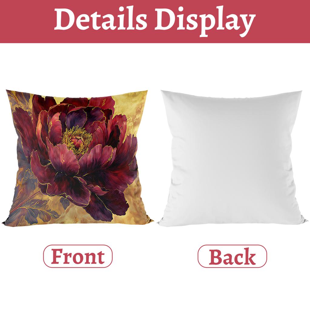 Red Peony Pillow Cases Sofa Cushion Covers Soft Pillow Covers For Home Bedroom Wedding Birthday Party Supplies