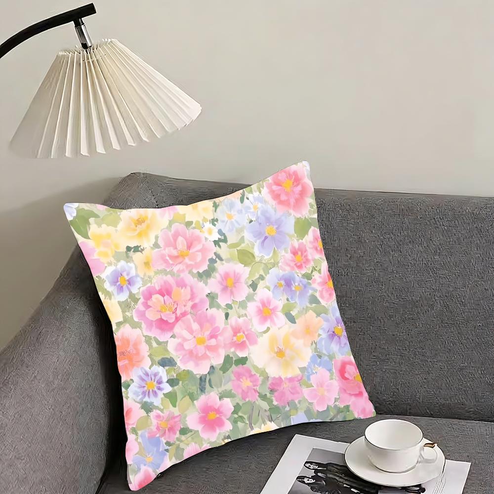 Fresh Floral Print Cushion Cover Pillowcase Ultra Soft Skin Friendly Fabric Cloud Like Comfort  Concealed Zipper 30x30cm