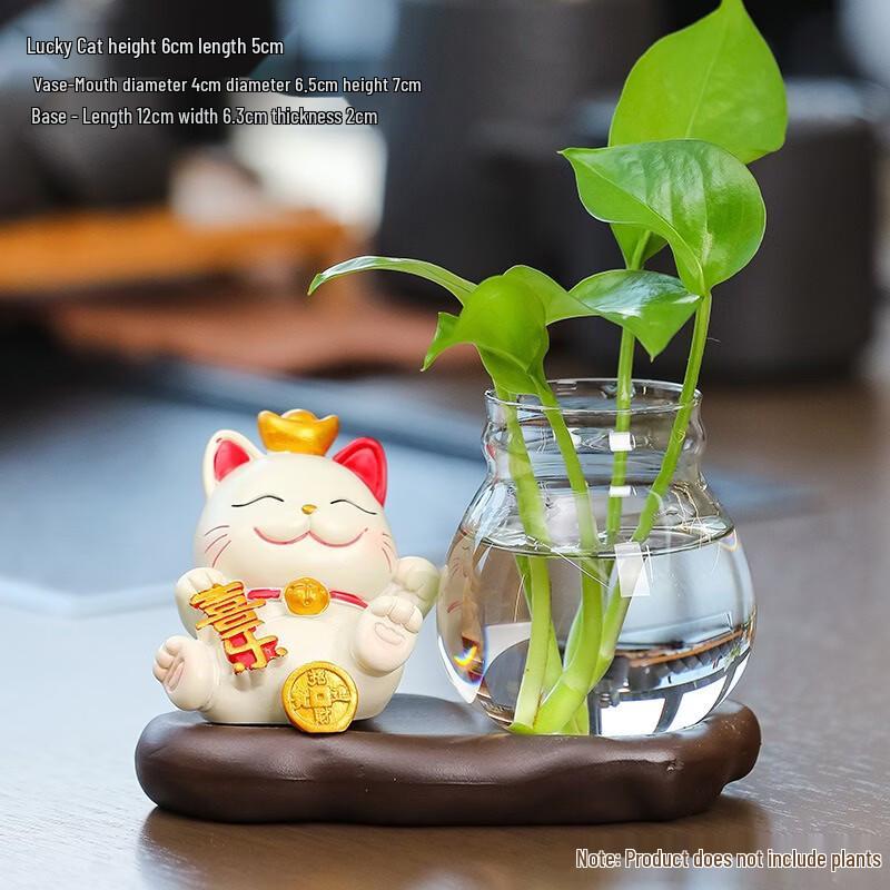 

Fumede Lucky Cat Decorative Glass Vase