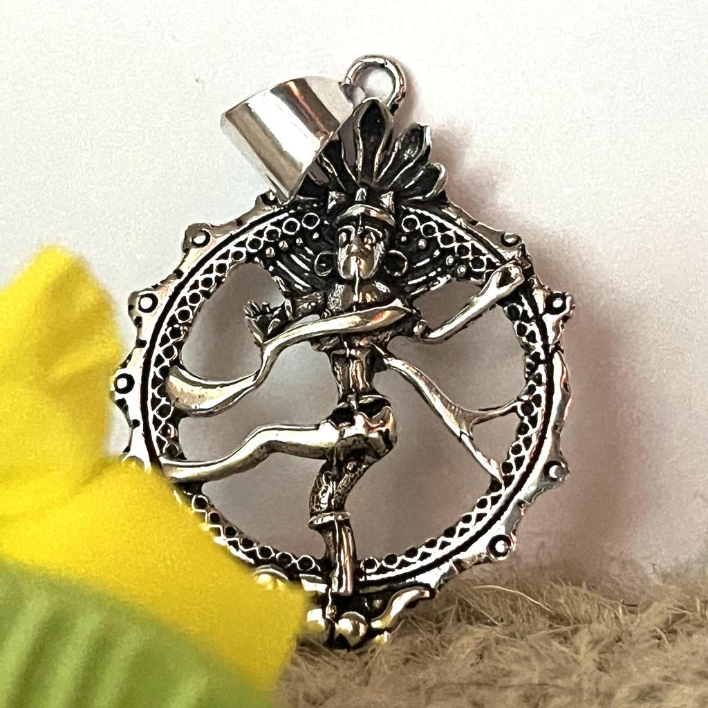 Nataraja Dancing Shiva Charm Necklace In Sterling, Hindu High Quality of Brass Pendant, Lord of the Dance Jewellery, Protective Amulet