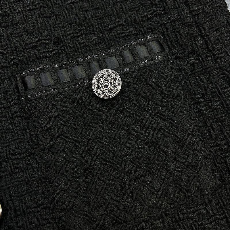 Fashionable and Elegant Round Neck Single-Breasted Light Luxury Socialite High-End Temperament Design Tweed Woven Jacket