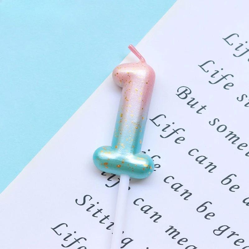 Happy Birthday Cake Decorated Interstellar Digital Colorful Candle Children's Delicate Candy Color 0-9 Number Candle Party Decor