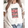 Women's Funny Russian Text Cyrillic Print T-Shirt Casual Comfort Fit Short Sleeve All-Season Tee