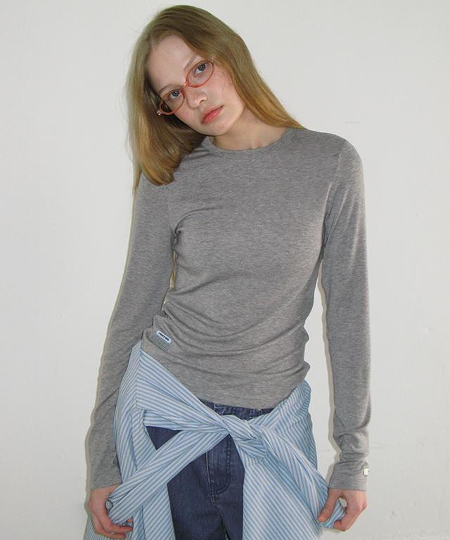 RONRON [Set] Soft Mini Label Long Sleeve (9Colors) (D Type)