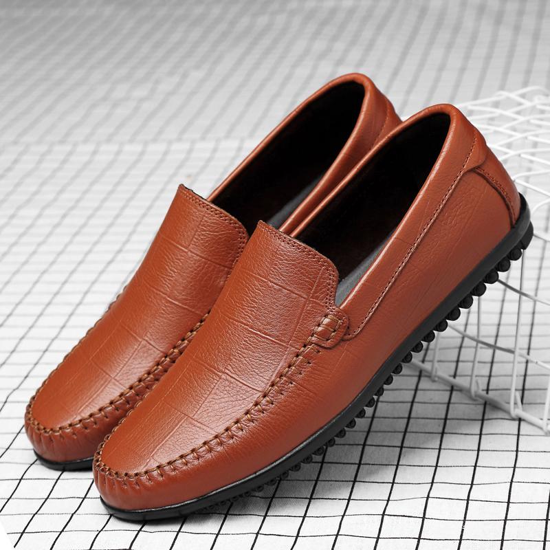 Fashion Summer Mens Loafers Breathable Lightweight Business Casual Shoes Fashion Genuine Leather Driving Shoes for Men Zapatos De Hombre