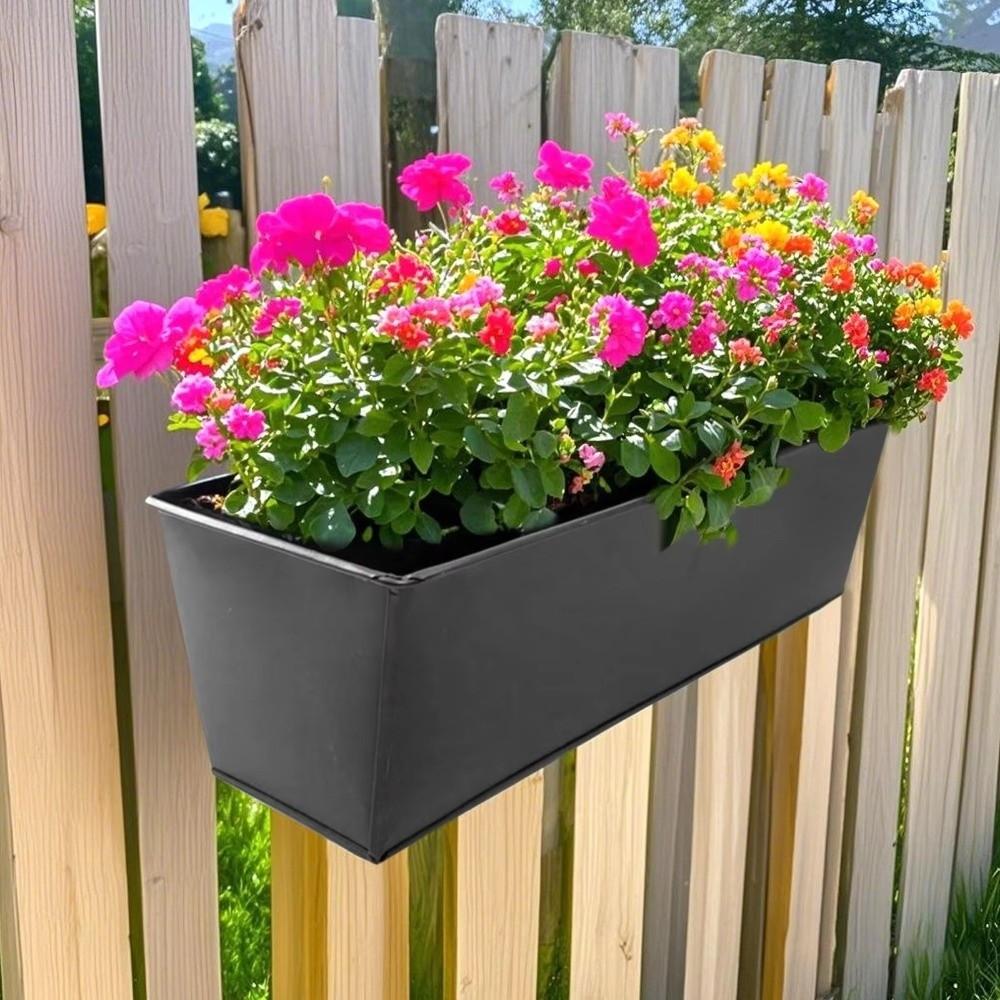 Iron Hanging Flower Pots Weather-Resistant Modern Boho Planter Durable Wall Mount Window Box