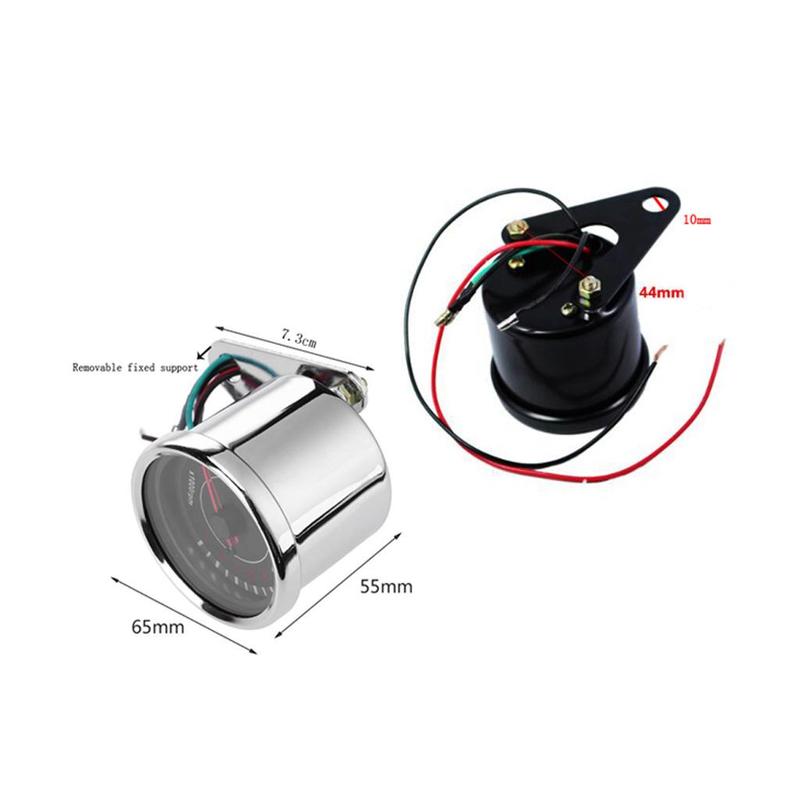 Universal Motorcycle Tachometer Gauge LED Backlight 0 to 13000RPM Metal 12V for Motorcycle Headlight