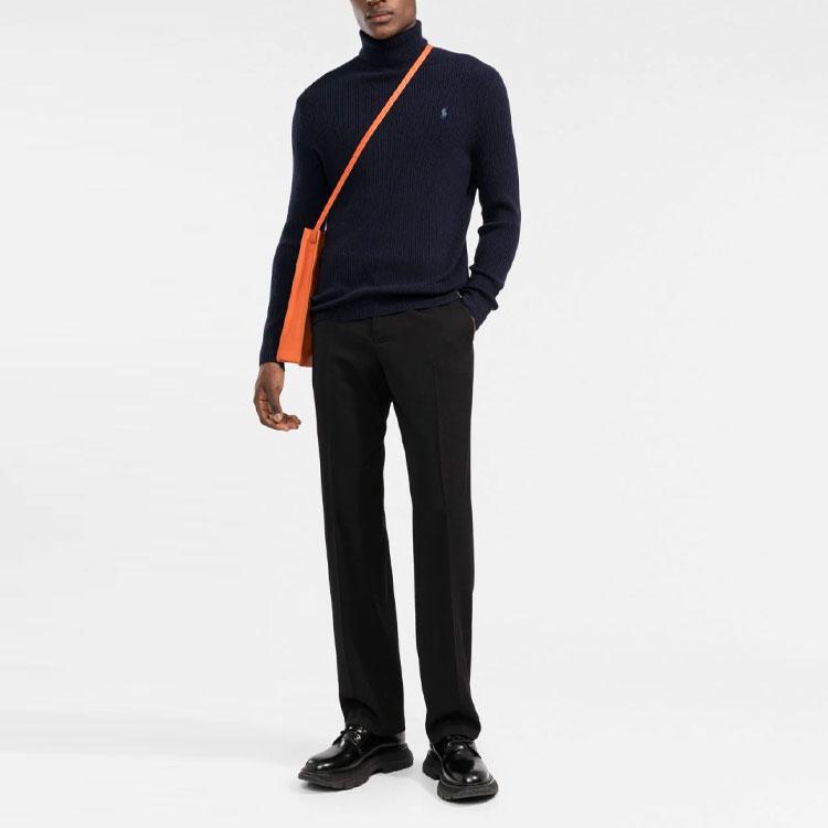Polo Ralph Lauren FW21 Logo Embroidered High Neck Pullover Sweater Men sweater Blue 710810838-002