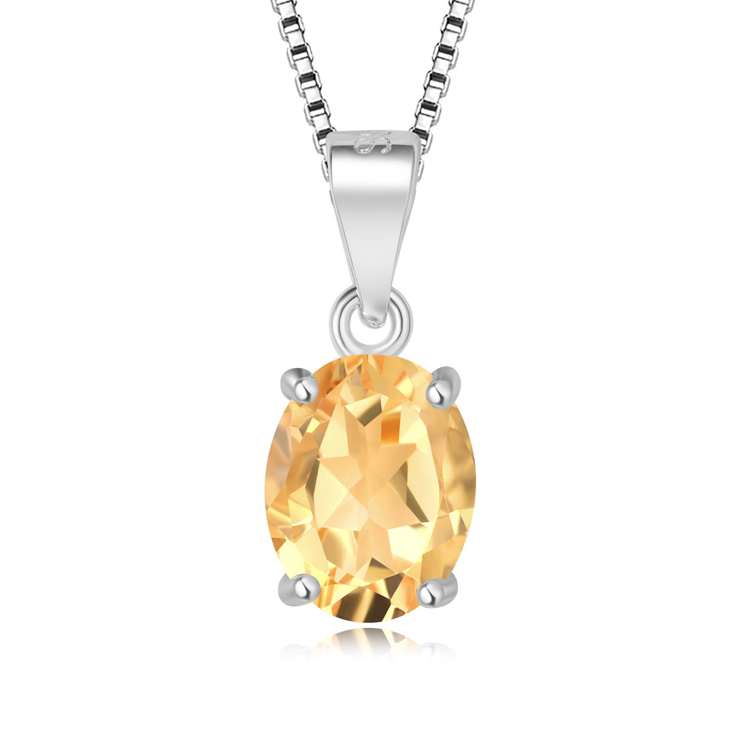 

Potiy Овал 2,22 карата Гранат Цитрин Небесно-голубой топаз Аметист Подвеска-ожерелье Без цепочки 925 стерлинговое серебро Медь Ежедневные Камни рождения Женщины