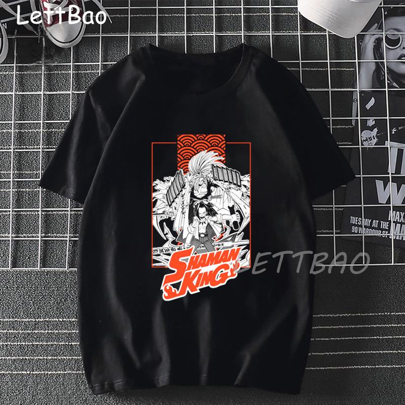Japan Anime Shaman King Funny T Shirt Women White Black Casual Short Sleeve Tshirt Homme M