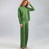 Autumn Winter Women's Knitted Pants Suits Round Neck Slit Sweater Loose Casual Knitted Wide-leg Pants Two-piece Knitted Suit Outfits