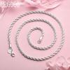 925 Sterling Silver Wedding Jewelry 4mm Twisted Rope Necklace