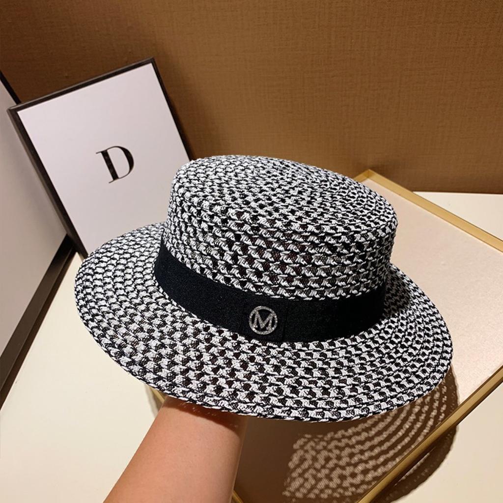 Sombreros de Copa Británicos de Espiga para Mujer de Primavera y Verano Sombreros de Sol para la Playa Protección Solar Sombreros de Sol de Playa Sombreros de Copa Casuales de Vacaciones