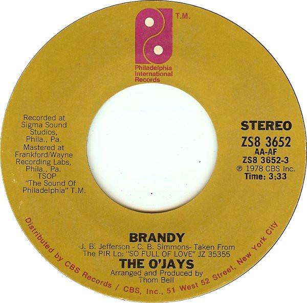 

7inch Record O JAYS - Brandy ZS83652 Philadelphia In 1978 US Soul/Funk Used