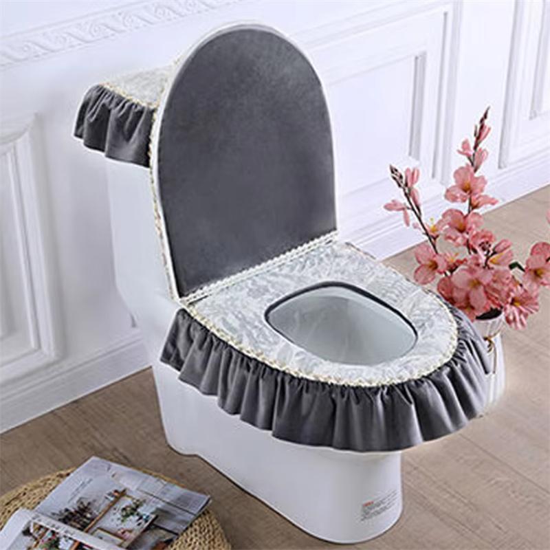 Short Plush Toilet Decoration Mat Four Seasons Universal U-shaped Toilet Cover 3 Pieces/Set European Style Toilet Seat Cushion