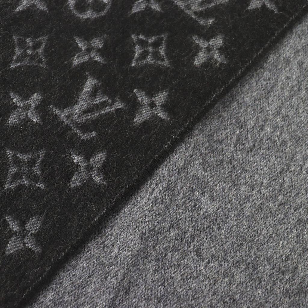 Excellent LOUIS VUITTON Scarf Escharp monogram gradient Noir cashmere M71607 Used