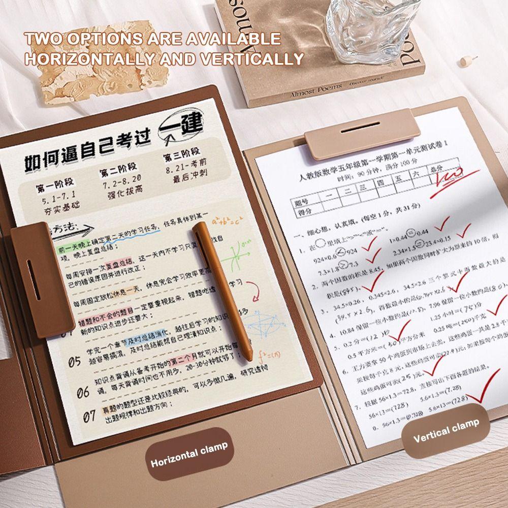 with Metal clip A4 File Folder Dual-use Writing Pad Fashion Test Paper Storage Organizer  Office