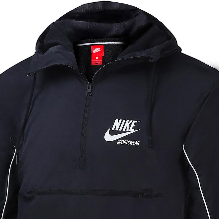 Nike Letter Print Half-Zip Hooded Long Sleeve Jacket Men Jackets Black AT5283-010