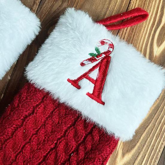 Yousheng Christmas Stockings Decorative Letter Knitted Sock Hanging Decoration Easy To Hang Festive Christmas Tree Decor