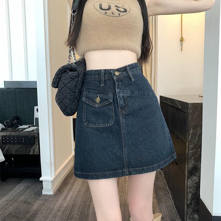 2025 Spring/Summer Women's Plus Size High-Waisted Denim Midi Skirt, Slimming Bodycon A-Line Design