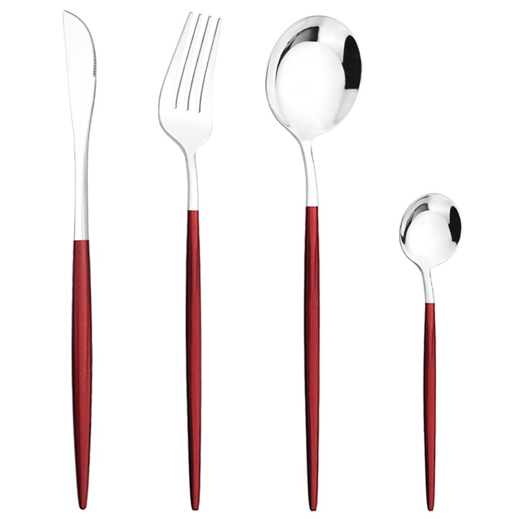 Westliches 4-teiliges Gold-Geschirr-Set, Messer, Gabel, Kaffeelöffel, Besteck, Edelstahl, Geschirr, Besteck, Kiechen-Besteck