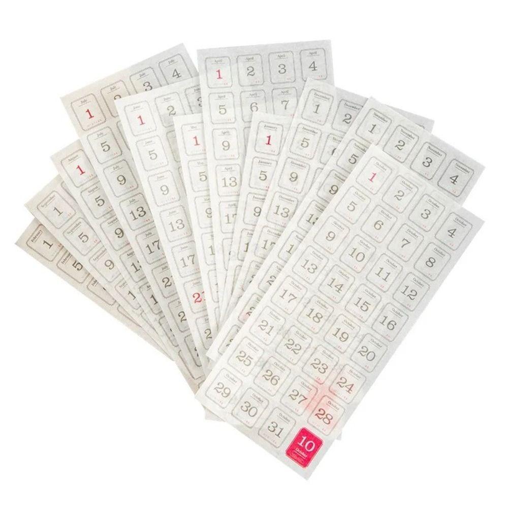 12 pcs/pack Washi 365 Day Date Labels Collage Material Diary Stickers  School Supplies