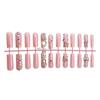 24 Pieces Long Square Press On Nail With 3D Bows and Rhinestones Designs False Nail Sparkling Stick On Nail for Women