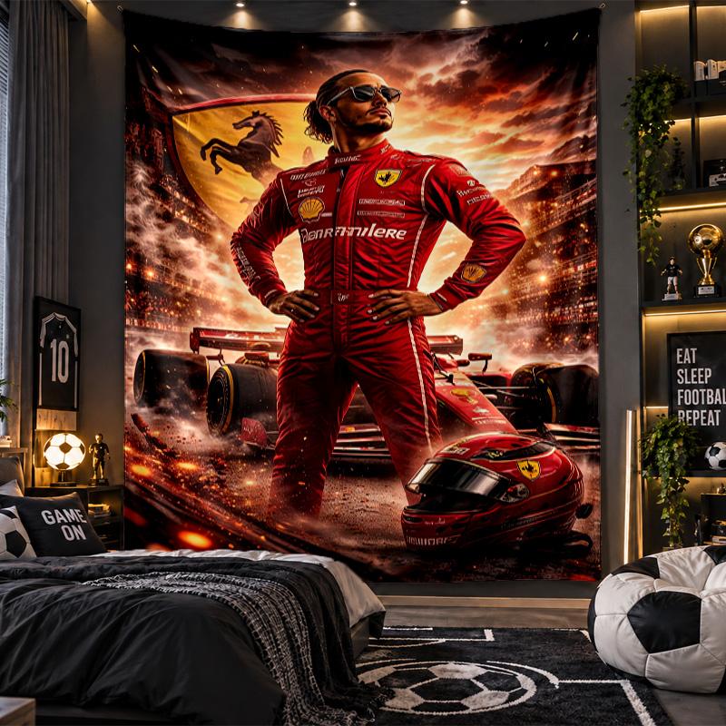 Wall Hanging Tapestry Lewis Hamilton Print Cloth for Living Room Bedroom Home Decor