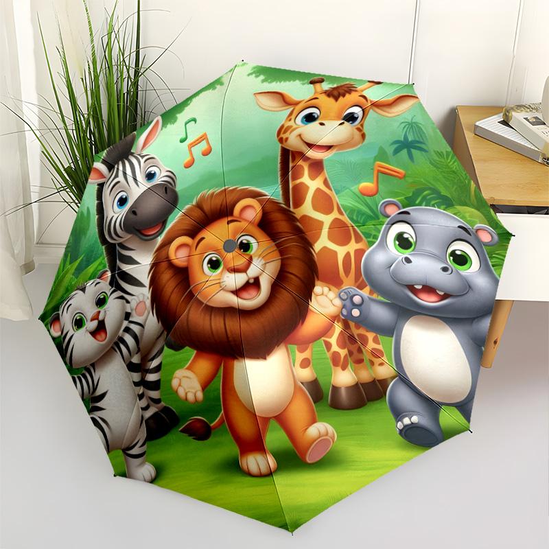 Jungle Animal Friends Portable Automatic Umbrella with 8-Rib Sturdy Construction All-Season Use Fashion Lovers Spiritual Gift